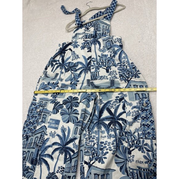 Farm Rio Anthropologie Denim Overalls Women Blue Floral Vacay Retro Boho Large - Picture 10 of 16